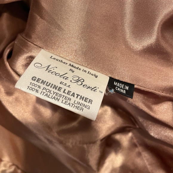 Nicola Berti ruffled collar brown leather jacket medium - Picture 4 of 4